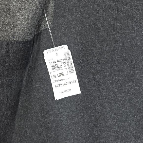 Jos A Bank Blazer Mens Sz 44L Black2 Button Jacket Sport Coat Oxford Wool NWT - Picture 7 of 16